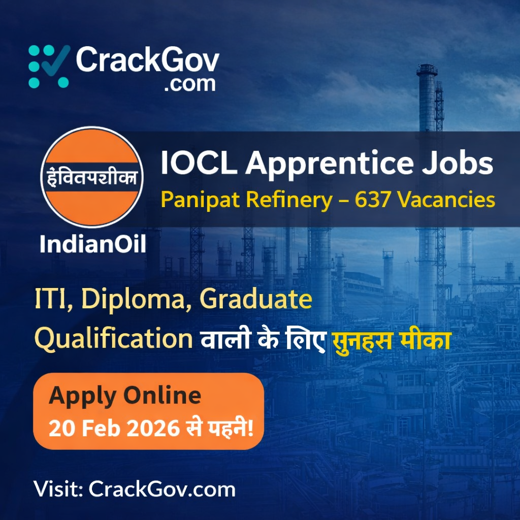 IOCL Apprentice Recruitment 2026 – 637 Posts at Panipat Refinery