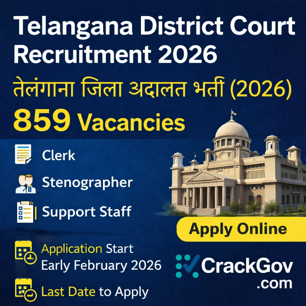 Telangana District Court Recruitment 2026 – 859 Clerk, Stenographer & Support Staff Posts