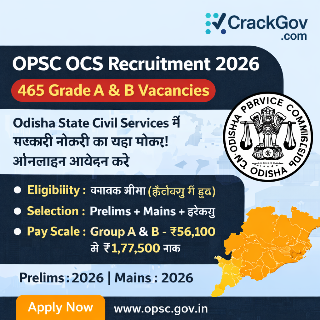 OPSC OCS Recruitment 2026 – 465 Grade A & B Vacancies