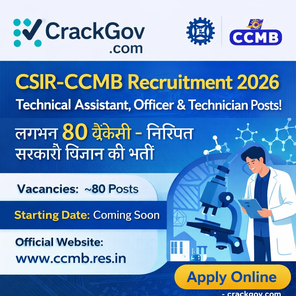 CSIR-CCMB Recruitment 2026 – Technical Assistant, Officer & Technician Posts