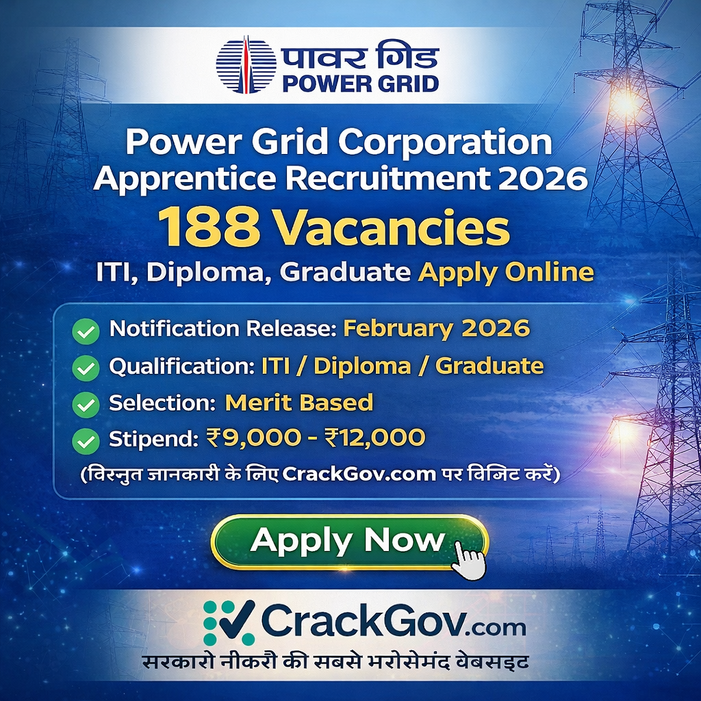 Power Grid Corporation Apprentice Recruitment 2026 – 188 Vacancies