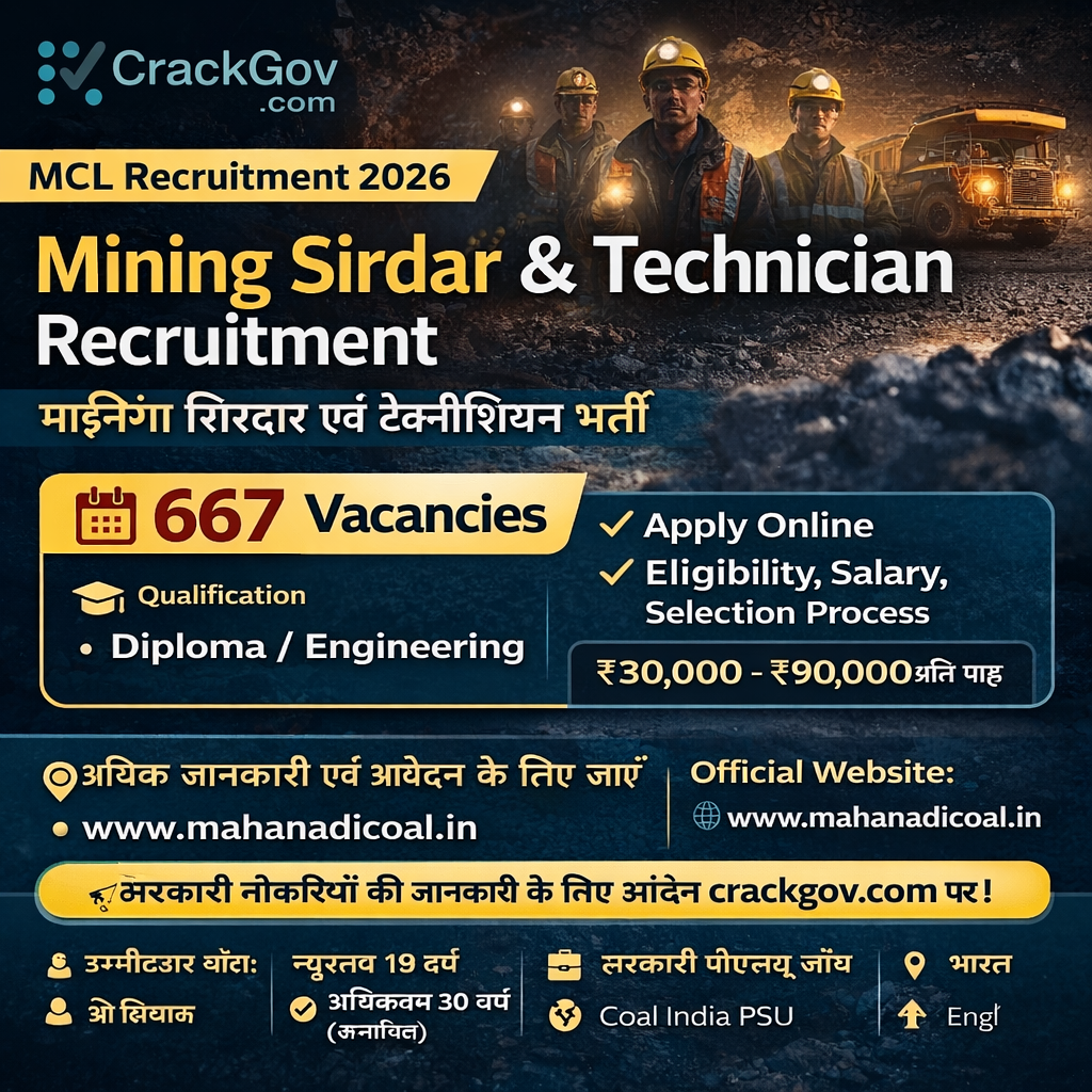 MCL Mining Sirdar & Technician Recruitment 2026 – 667 Vacancies