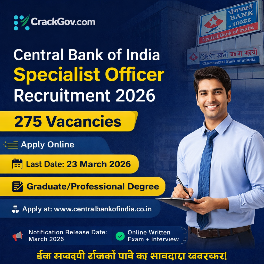 Central Bank of India Specialist Officer Recruitment 2026