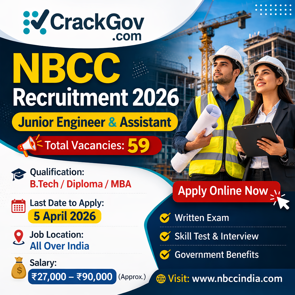 NBCC Recruitment 2026 Apply Online for Junior Engineer & Assistant 59 Posts