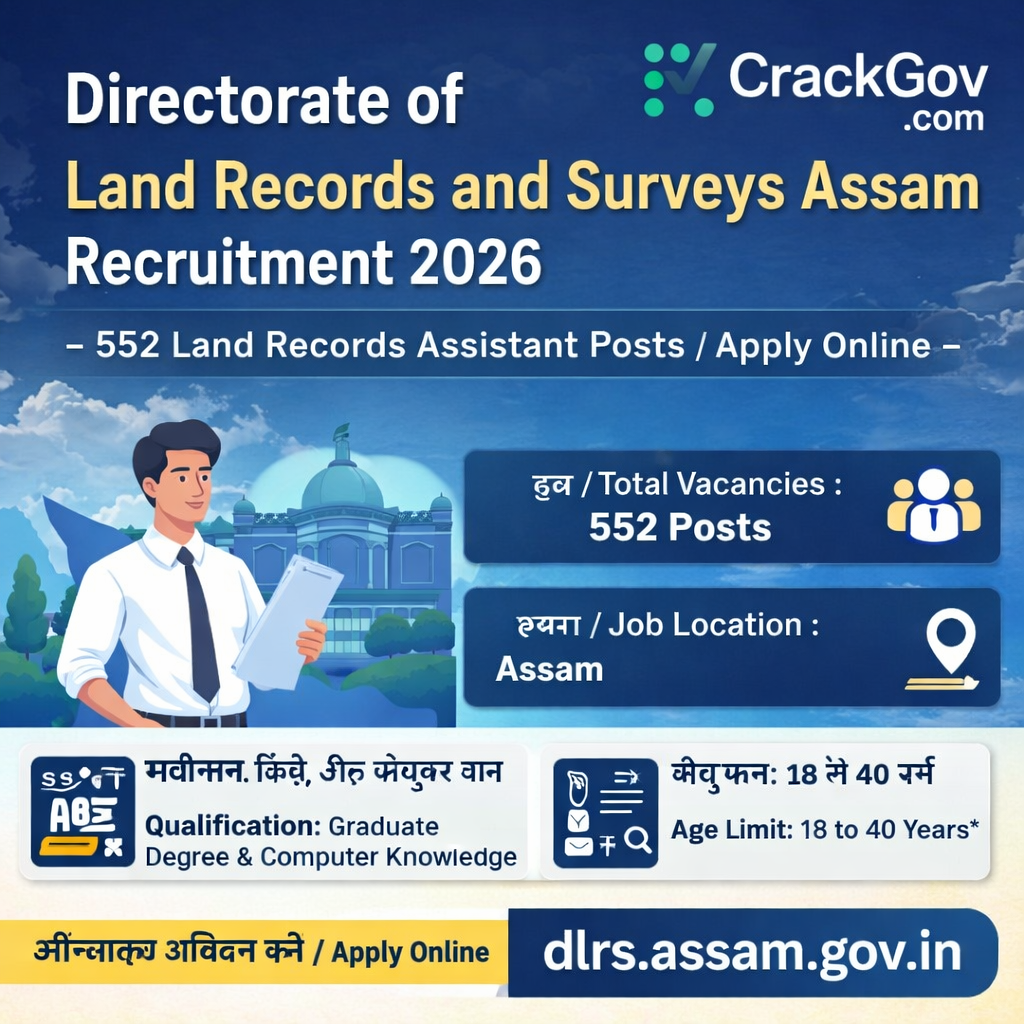 DLRS Assam Recruitment 2026 for 552 Land Records Assistant Posts