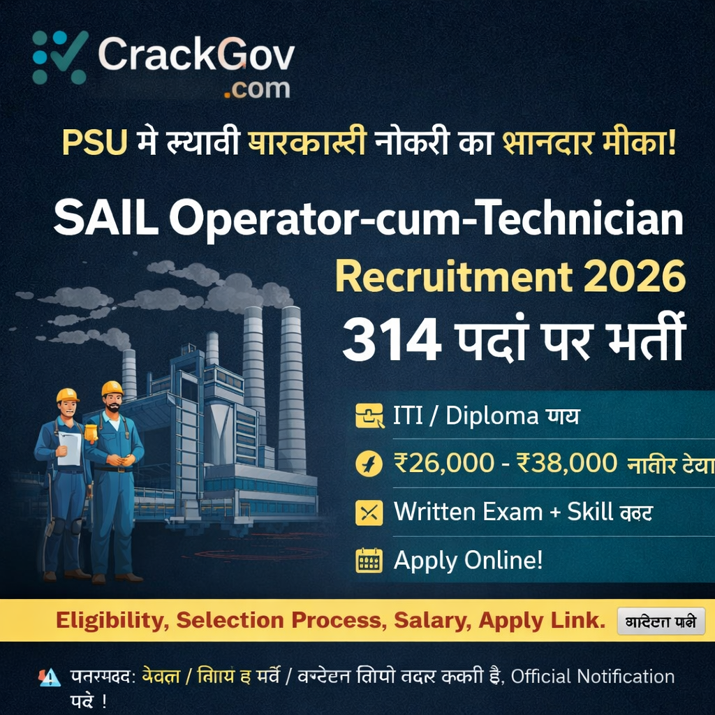 SAIL Operator-cum-Technician Recruitment 2026