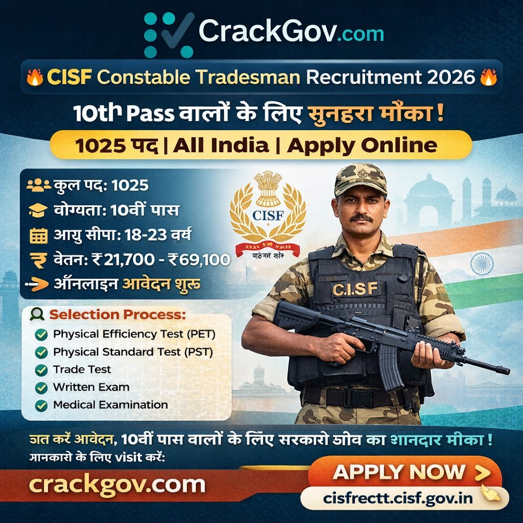 CISF Constable Tradesman Recruitment 2026