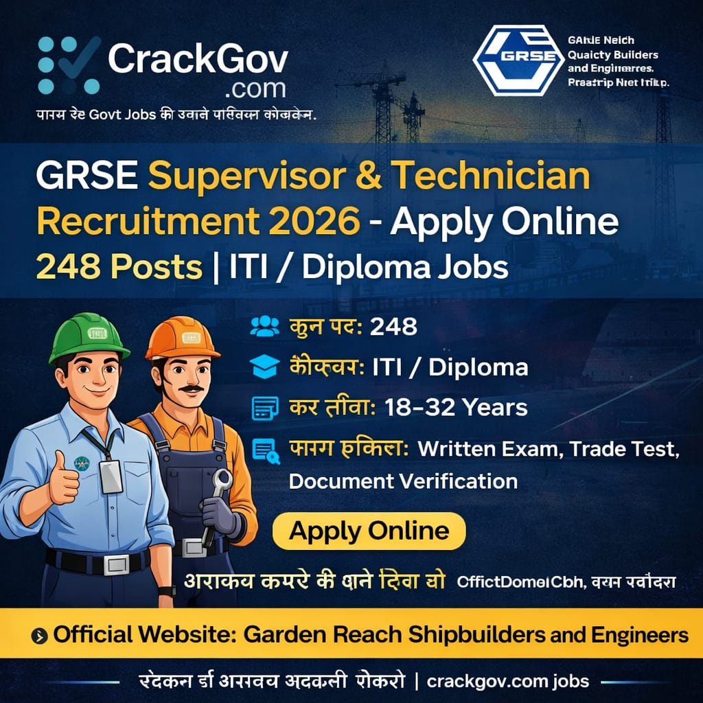 GRSE Supervisor & Technician Recruitment 2026