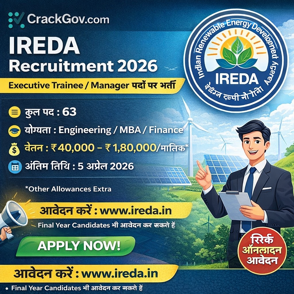 IREDA Executive Trainee / Manager Recruitment 2026