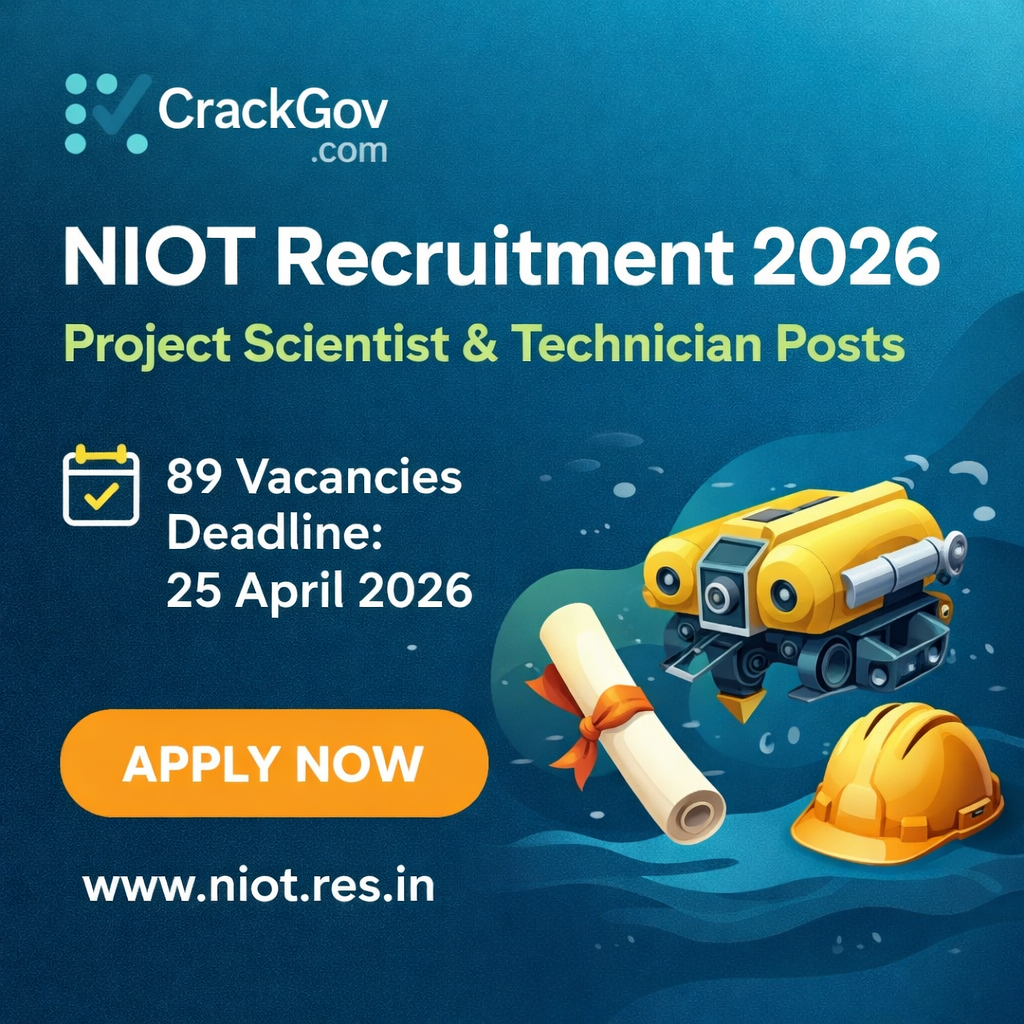 NIOT Recruitment 2026 for Project Scientist & Technician Posts
