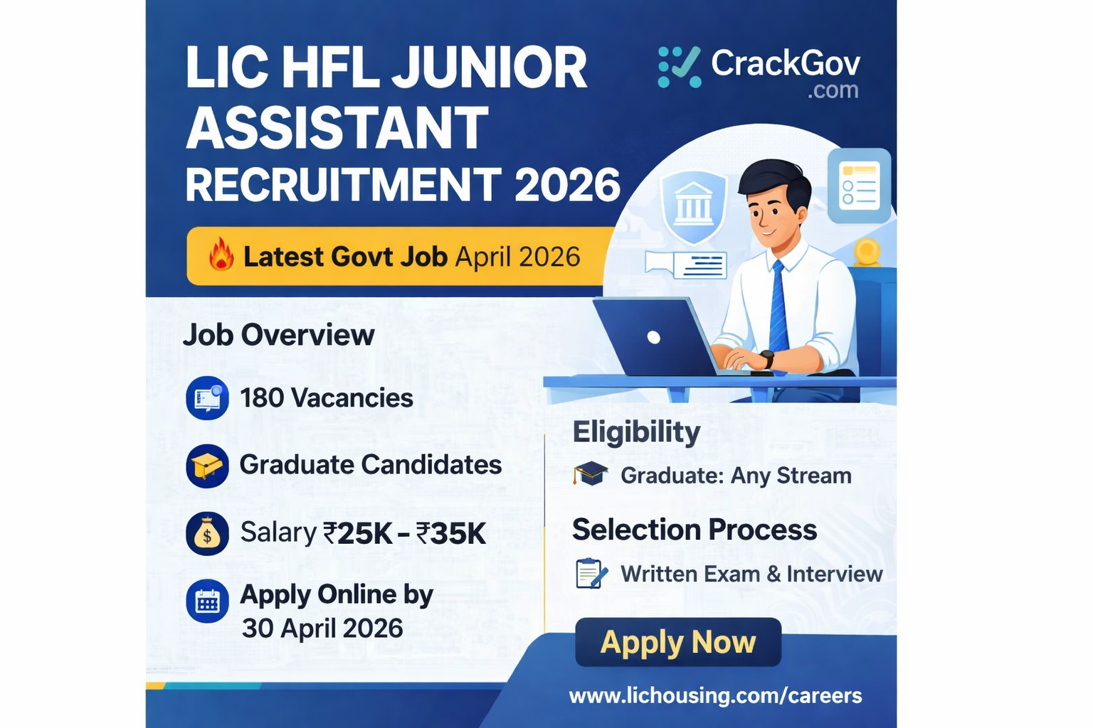 LIC HFL Junior Assistant Recruitment 2026 Apply Online for 180 Posts