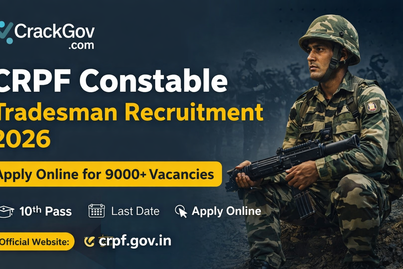 CRPF Constable Tradesman Recruitment 2026 Apply Online for 9000+ Posts