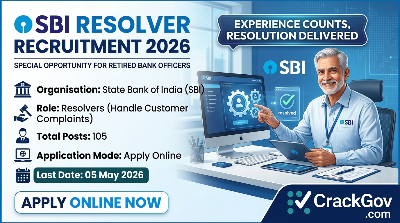 SBI Resolver Recruitment 2026 for Retired Bank Officers (105 Posts)