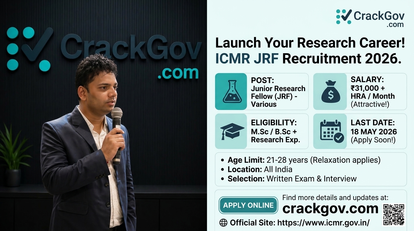 ICMR JRF Recruitment 2026 Apply Online for Junior Research Fellow Posts