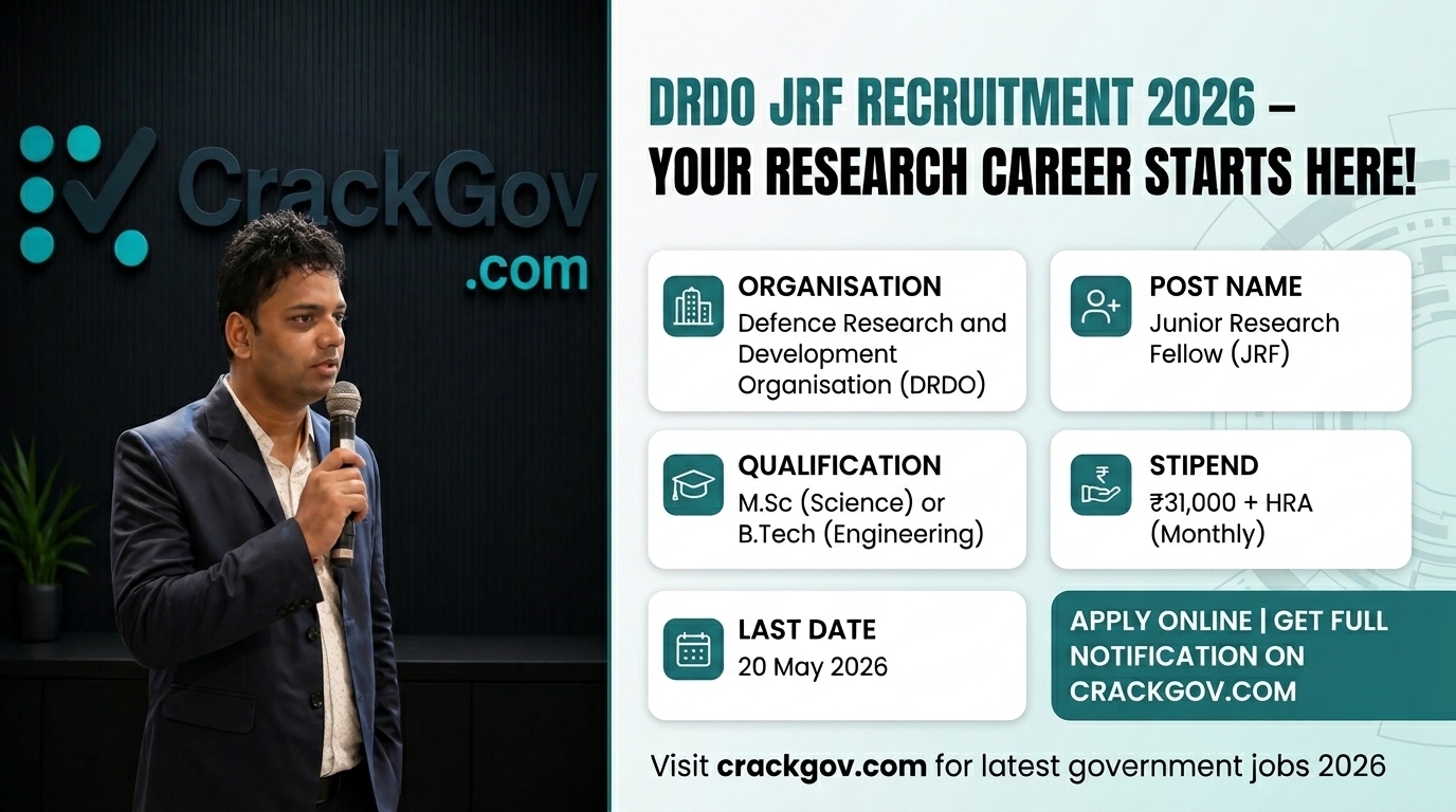 DRDO JRF Recruitment 2026 Apply for Junior Research Fellow Posts