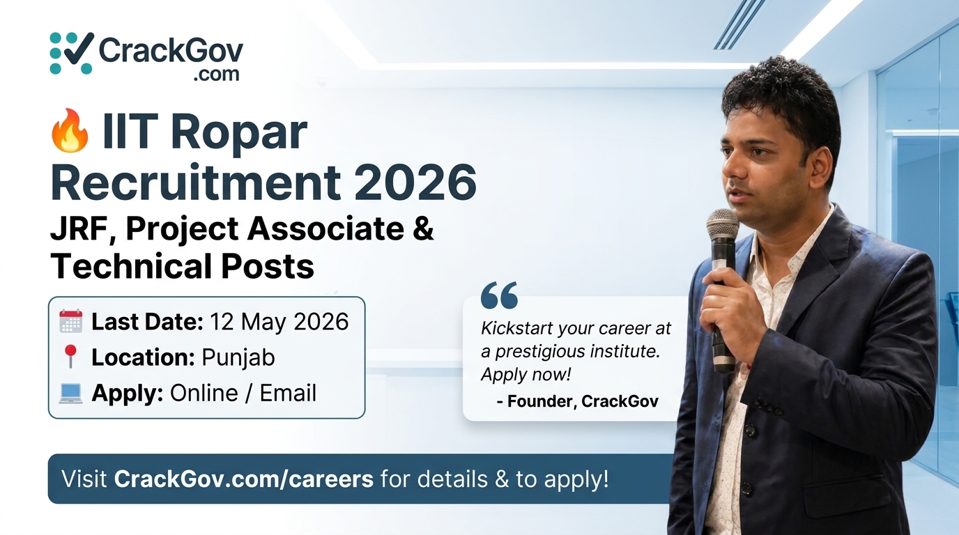 IIT Ropar Recruitment 2026 for JRF, Project Associate & Technical Posts