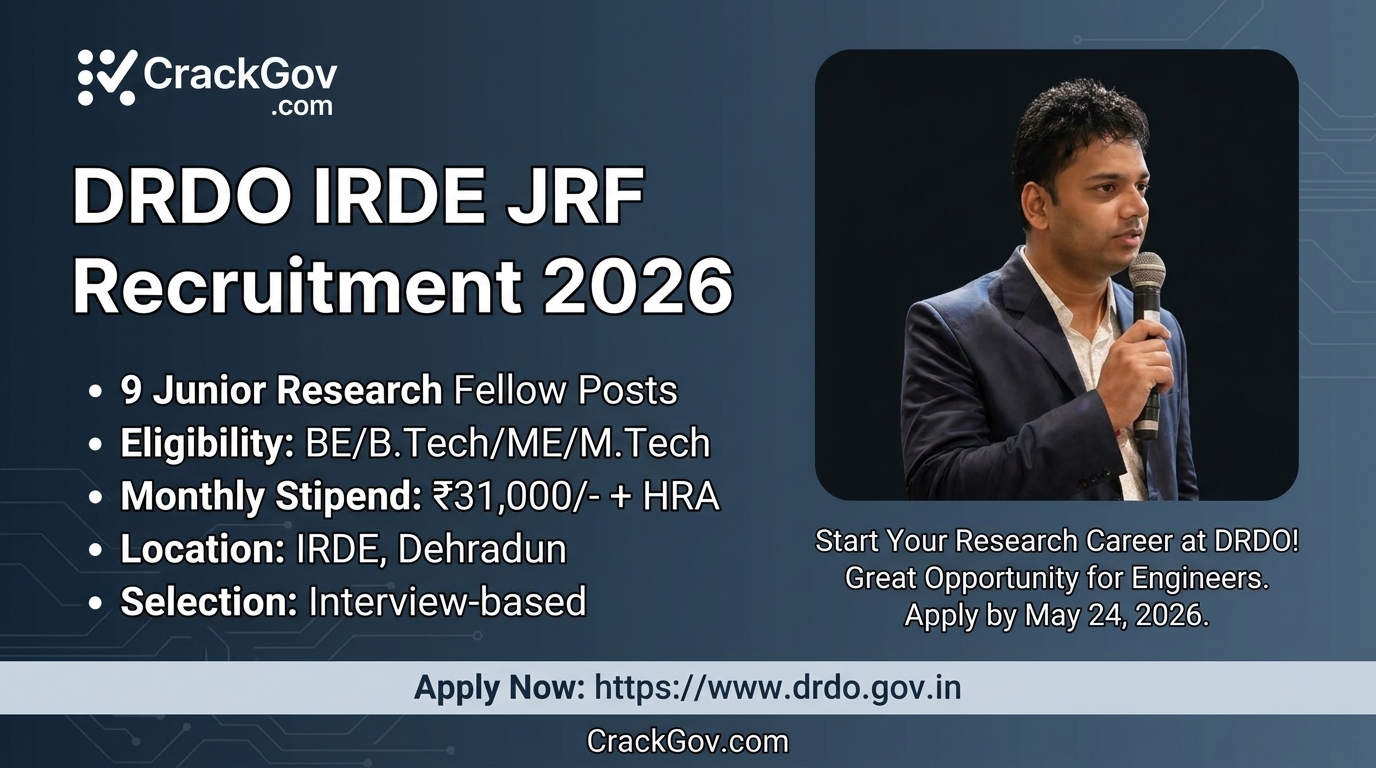 DRDO IRDE Junior Research Fellow Recruitment 2026