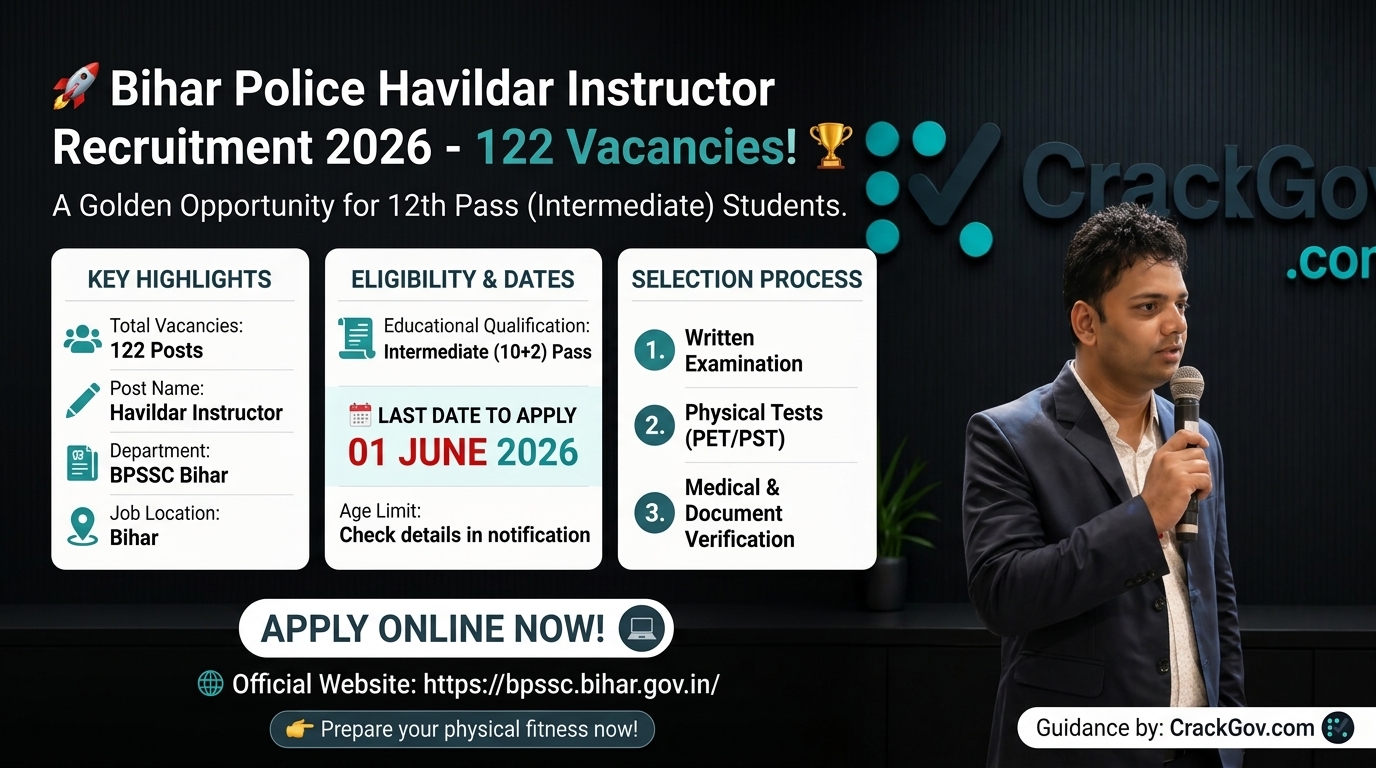 BPSSC Bihar Havildar Instructor Recruitment 2026 Apply Online for 122 Posts