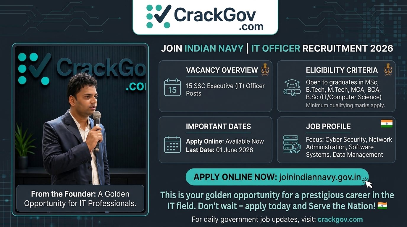 Indian Navy SSC Executive IT Officer Recruitment 2026 Apply Online for 15 Posts
