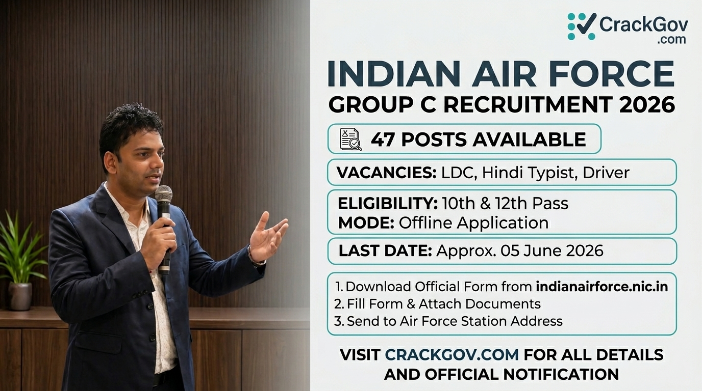 Indian Air Force Group C Recruitment 2026 for 47 Posts (LDC, Hindi Typist, Driver)