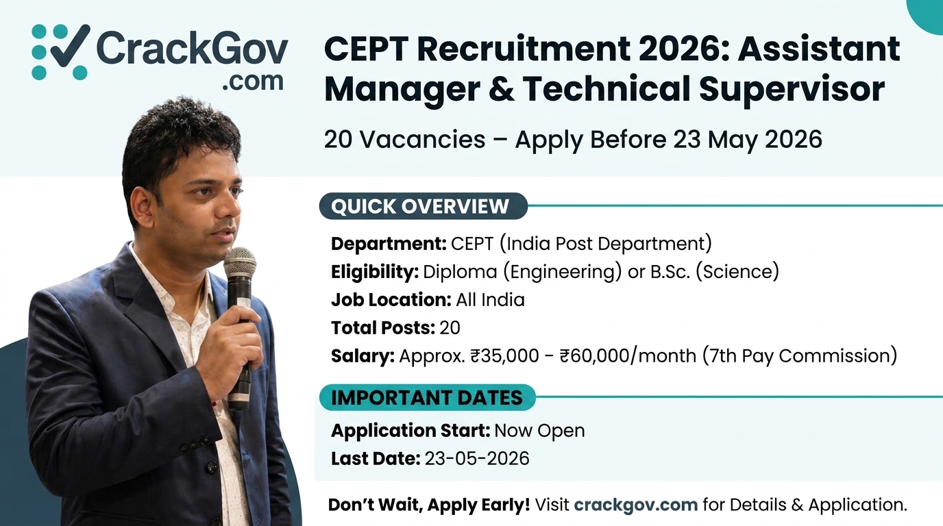 CEPT Assistant Manager & Technical Supervisor Recruitment 2026