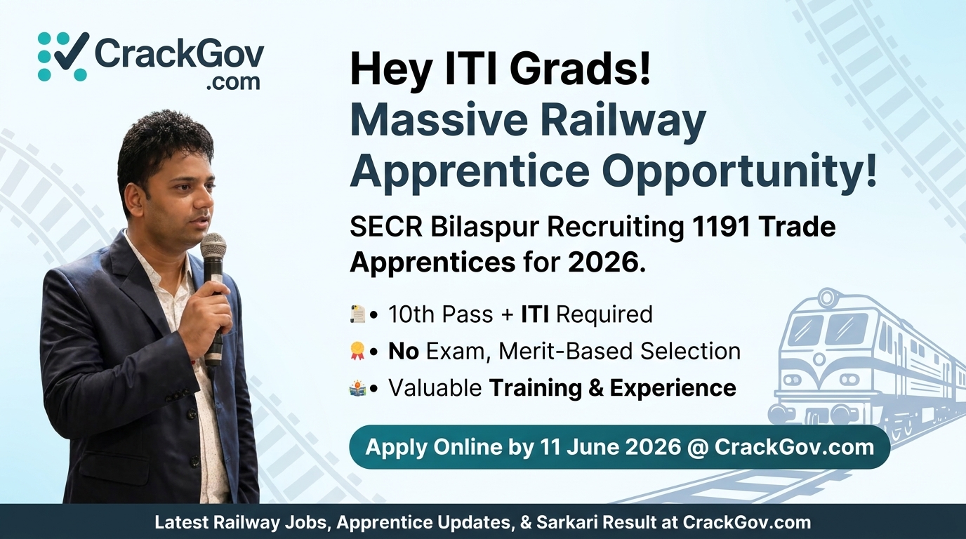 SECR Bilaspur Apprentice Recruitment 2026 Apply Online for 1191 Trade Apprentice Posts