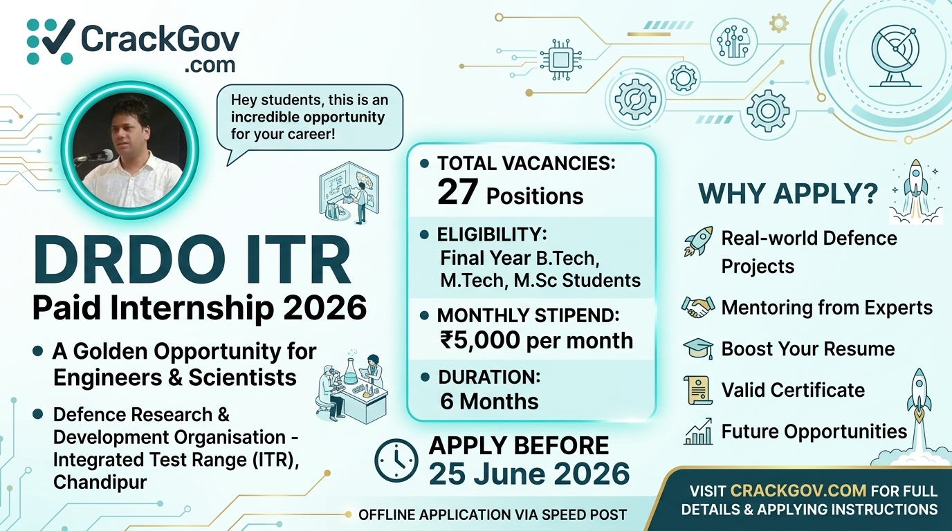 DRDO ITR Paid Internship Recruitment 2026