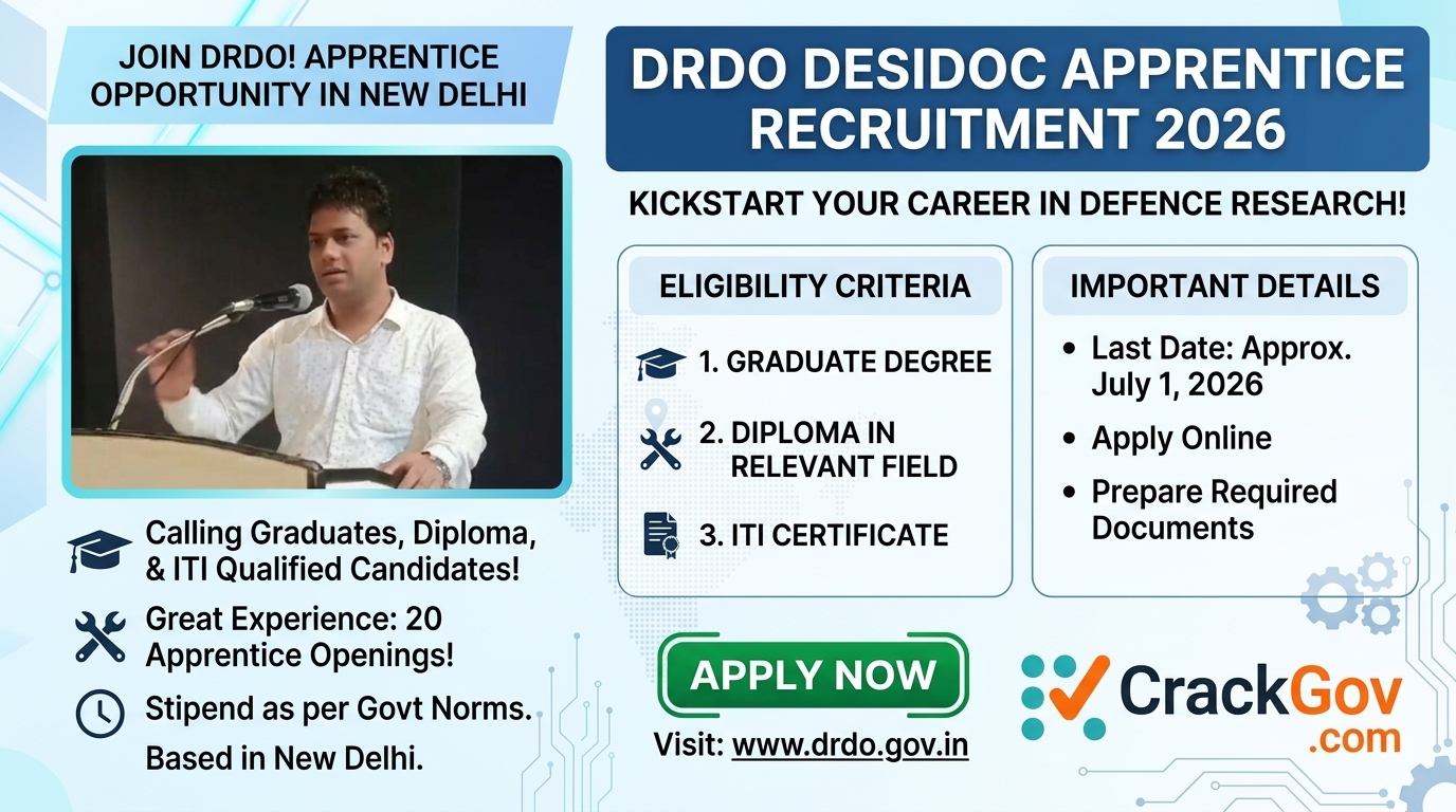 DRDO DESIDOC Apprentice Recruitment 2026 Apply for 20 Posts