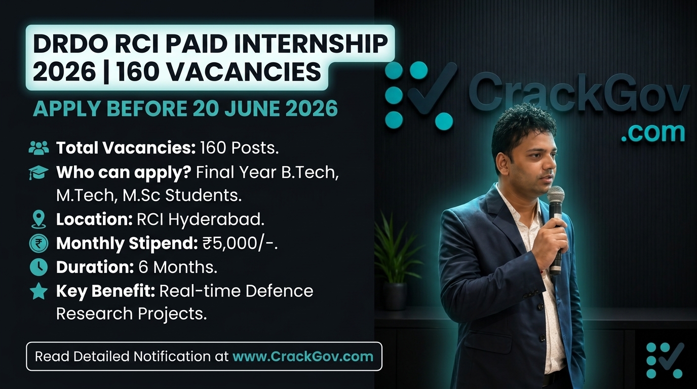 DRDO RCI Paid Internship Recruitment 2026 Apply for 160 Posts