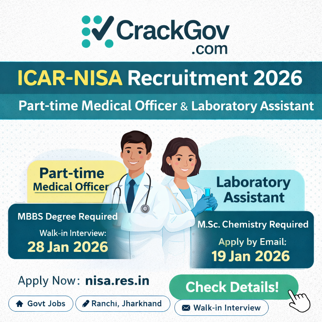 ICAR-NISA Part-time Medical Officer Recruitment 2026